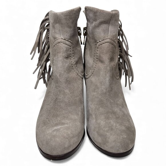 Sam Edelman Louie Suede Heeled Booties Women's Tan Western Fringe Cowgirl 6.5 - Picture 2 of 11